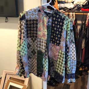 Zara button up shirt w/ paisley patchwork print!